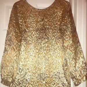 NWT Zara long sleeve gold mini dress